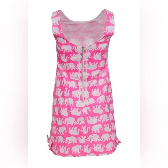 Lilly Pulitzer Hot Pink & White Elephant Print Sleeveless Sheath Dress Size 0. - Picture 3 of 15